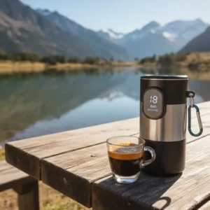 Intensive Crema beim Espresso dank Druck von 18 bar der Reisekaffeemaschine.