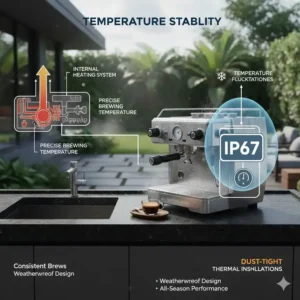 Diagramm zur Temperaturstabilität der espressomaschine outdoor wetterfest bei wechselnden Außentemperaturen.