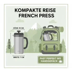 Kompakte Maße und Design einer reise french press leicht für das Reisegepäck.