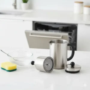 Einzelteile der tragbaren french press edelstahl für eine einfache Reinigung.