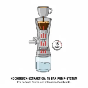 Technische Darstellung des Pumpmechanismus im mini espresso maker leichtgewicht.