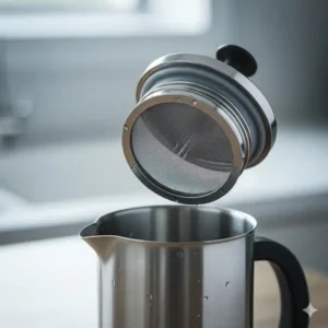 Das effiziente Filtersystem einer tragbaren french press edelstahl im Detail.