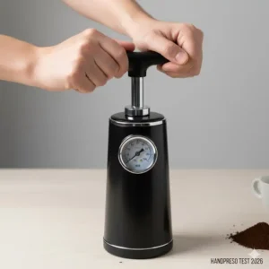 Schritt-für-Schritt-Anleitung zum manuellen Pumpen der Handpresso Wild Hybrid auf 16 Bar, ein wichtiger Aspekt im Handpresso Test 2026.