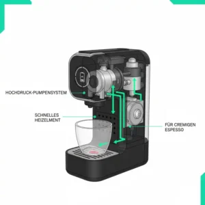 Hochdruck-Pumpensystem einer tragbare Espressomaschine Akku für authentischen, cremigen Espresso.