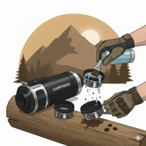 Einfache Reinigung und Wartung der tragbare espressomaschine camping nach Gebrauch im Freien.