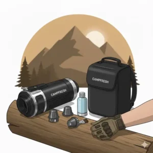 Das komplette Zubehör-Set der tragbare espressomaschine camping, inklusive Kapsel- und Pulveradapter.