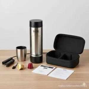 Der vollständige Lieferumfang der Kapselmaschine 12V Auto mit Zubehör.