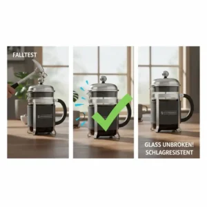 Ein Belastungstest der french press glas bruchsicher zur Demonstration der Haltbarkeit.