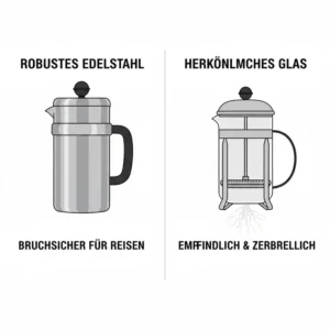 Vergleich der robusten Edelstahl-Konstruktion einer französische presse reisemodell.