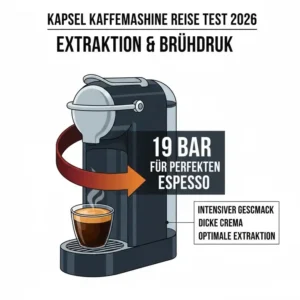 Infografik zum optimalen Brühdruck der Geräte im kapsel kaffeemaschine reise test 2026.