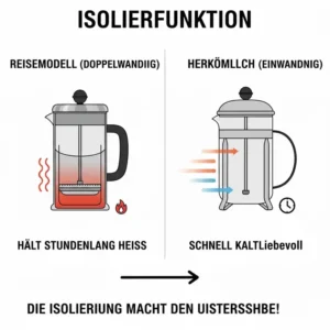 Querschnitt der Doppelwandisolierung einer französische presse reisemodell.