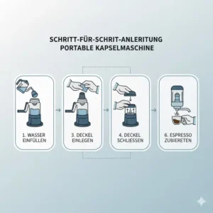 Schritt-für-Schritt-Anleitung zur Nutzung einer portable kapselmaschine ohne strom für perfekten Espresso.