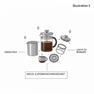 Einfache Demontage und Reinigung der mini French Press druckbeständig.