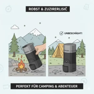 Eine robuste nespresso reise maschine kompakt für den Einsatz beim Camping.