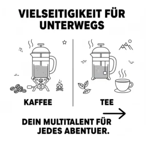 Eine französische presse reisemodell zur Zubereitung von frischem Kaffee und Tee.