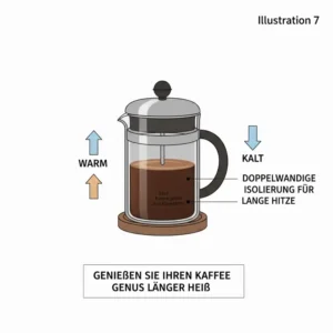 Doppelwandige Warmhaltefunktion der mini French Press druckbeständig.