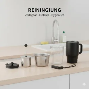 Alle Einzelteile vom french press to go becher für eine einfache Reinigung.