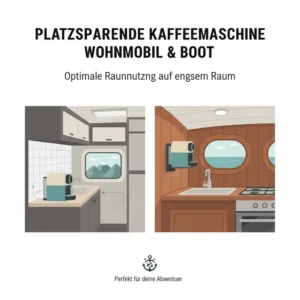 Skizze einer platzsparenden Installation der Kapselmaschine Boot Camping in der Kabine.