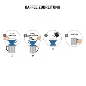 Schritt-für-Schritt Anleitung zum Kaffeebrühen mit der filtermaschine faltbar silikon.