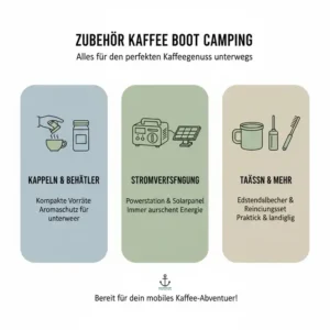 Übersicht über nützliches Zubehör für die Kapselmaschine Boot Camping.