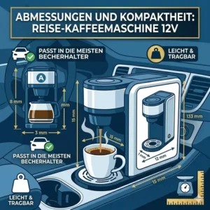 Darstellung der kompakten Abmessungen aus dem kaffeemaschine auto 12v test 2026.