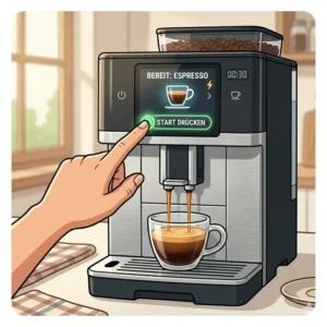 Illustration der einfachen One-Touch-Bedienung für eine schnelle Kaffeezubereitung