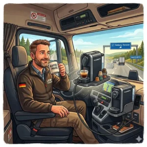 Kompakte kaffee maschine lkw fahrer mit Pad-System für die schnelle Kaffeepause.
