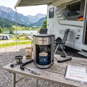 Grafische Darstellung der Funktionsweise beim 12v kaffeemaschine camping test für Wohnmobile.