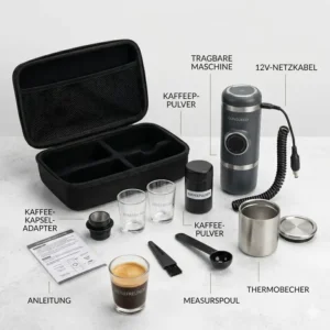 Zubereitung mit dem tragbare Kaffeemaschine Auto Set