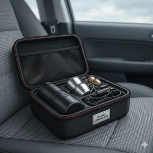 Verstautes tragbare Kaffeemaschine Auto Set