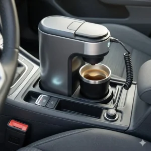 Eine auto espresso maschine 12v passt perfekt in den Standard-Getränkehalter eines Autos.