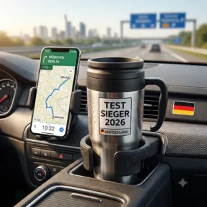 Illustration zur Auslaufsicherheit eines Rucksacks im thermo kaffeebecher reise test 2026.