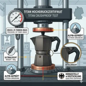 An industrial crushproof test demonstrating the extreme durability and rugged strength of the camping espresso maker titan.