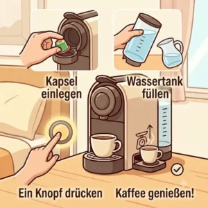 3-Eine Hotelzimmer Kaffeemaschine leicht per einfacher Anleitung nutzen.