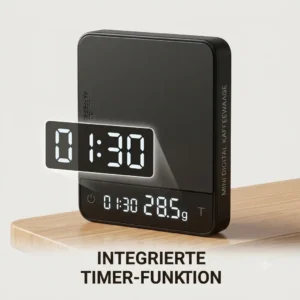 Kaffeewaage mini digital showing the built-in timer display.