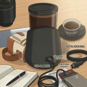 A travel coffee maker office mini being powered via a USB connection for versatile charging on the go.