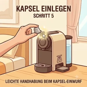 6-Bei der Hotelzimmer Kaffeemaschine leicht eine Kapsel einlegen.