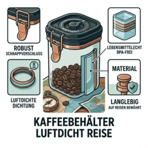 Technical diagram of a durable stainless steel kaffeebehälter luftdicht reise designed for travel.