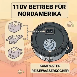 A diagram contrasting the ultra-lightweight design of the stainless steel wasserkocher reise 0.5l against heavier models.