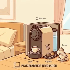 8-Eine Hotelzimmer Kaffeemaschine leicht im Raumkonzept integrieren.