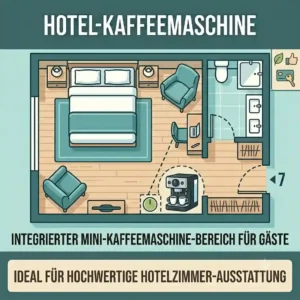 Hotel room floor plan layout showcasing the integrated placement of the hotel kaffeemaschine 2 tassen mini.