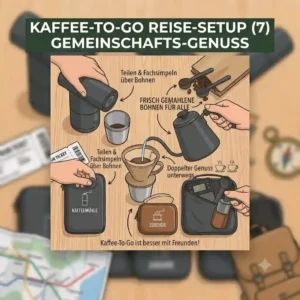 Enjoying coffee from a kaffee-to-go reise setup during a vanlife road trip.